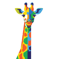 Abstract Giraffe Portrait Flat Colorful Vector