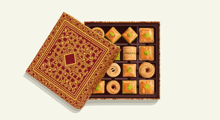 Assortment of Middle Eastern Sweets in Decorative Box