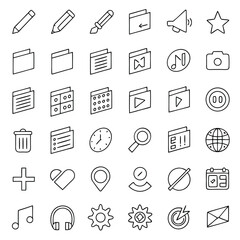 Outline icons set for digital applications