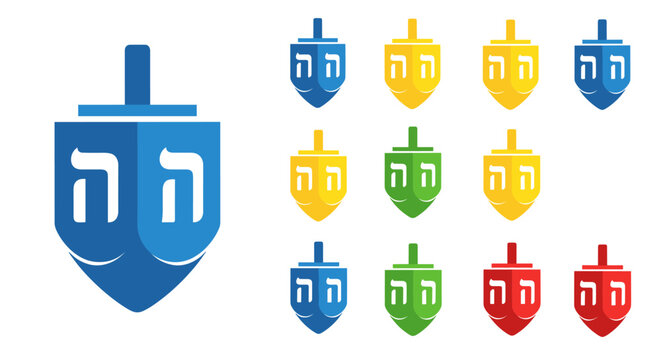 Colorful Dreidels for Hanukkah Celebration Game and Toy