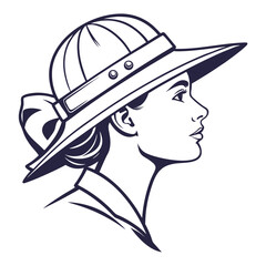 Woman with safari hat, looking to the future © Bakkar