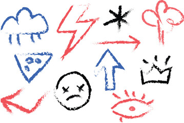 Grunge Graffiti Art Style Symbols Set Drawing