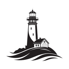  lighthouse vector silhouette outline logo design concept illustration