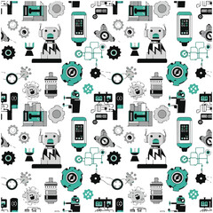 Robot Machine Seamless Pattern Illustration