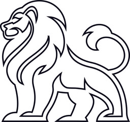 Elegant lion outline logo vector icon, perfect for tribal designs, wildlife conservation, and bold brand identity.