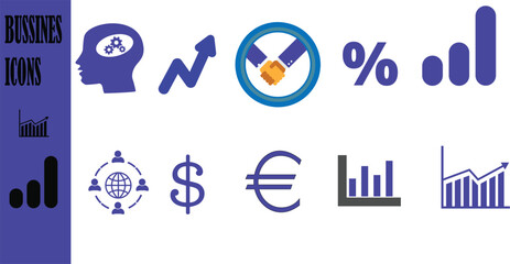 Business icons set, business and finance vector