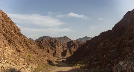 Narrow Dirt Track Winding Through a Deep Canyon 