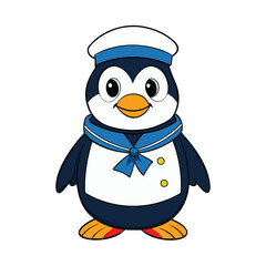 Naklejka premium Penguin as a sailor vector illustration