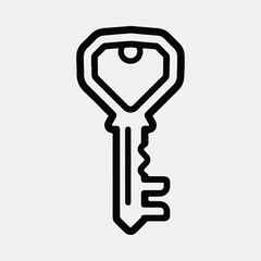 Silhouette key icon vector for security access and protection line art vector illustration