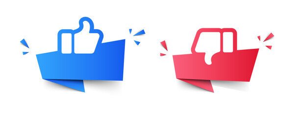 Thumb up and thumb down icon set. Like and dislike symbols. Rating and feedback. Do and Don't icons. Vector stickers. Like or dislike vector icons