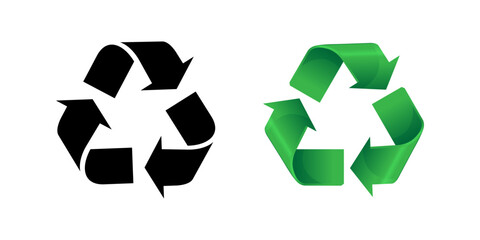 Obraz premium Recycling sign in flat black and green vector illustration