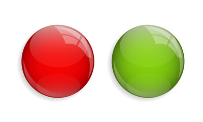 Glossy round red and green buttons in vector style