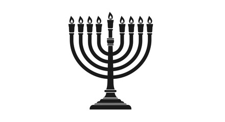 Fototapeta premium Illustration of a Menorah with Nine Candles Burning Brightly