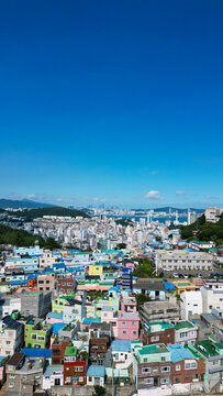 Gamcheon Culture Village in Busan, South Korea, seen from above