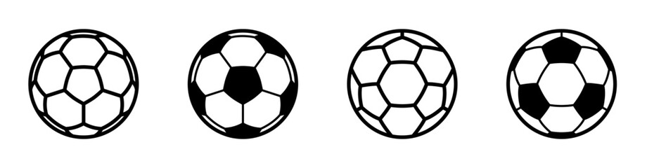 Obraz premium Football ball flat and outline vector icon set