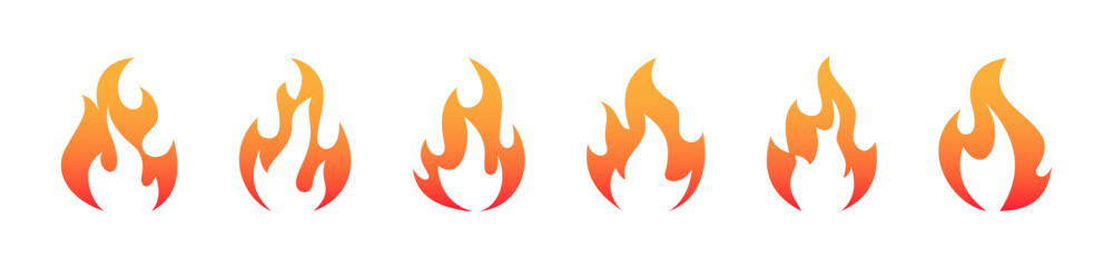 Fire icons in gradient style vector icon set