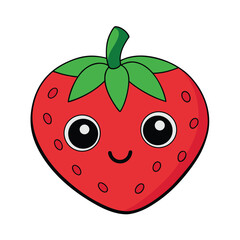 Strawberry with cute face kawaii vector illustration
