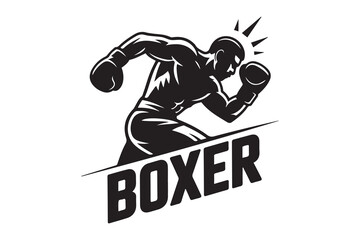 Fototapeta premium Boxer Silhouette. Vector Black silhouettes. with white background