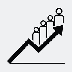 Silhouette teamwork ladder and arrow up business growth line art vector illustration