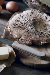 Duży jadalny grzyb przed obróbką 