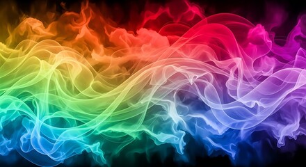 Vibrant Rainbow Smoke Abstract Background With Swirling Colors And Light Effects