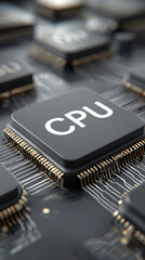 3D render of hi-tech central computer processors (CPU) concept, showcasing advanced computing technology and futuristic digital hardware design.