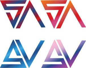 Colorful SA Logo Geometric Abstract,  Modern Triangle Texture Art