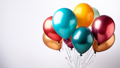 flying balloons multicolored balloons on a white background