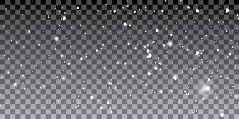 Abstract winter background from snowflakes blown by the wind on a white checkered background. Snow Snowfall, blizzard, winter. Falling snowflakes.