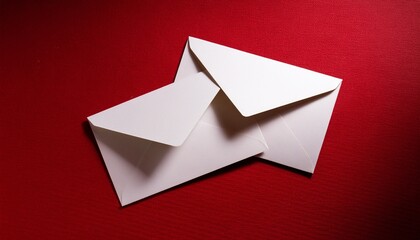 two white envelopes on red surface