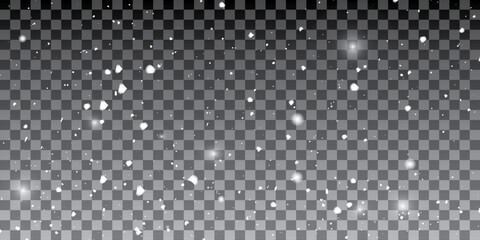 Many white cold snow flake elements on transparent background.
