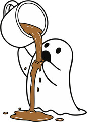 Over-Caffeinated Ghost Gulping Down All the Coffee