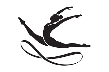 Rhythmic gymnastics pictogram. Vector Black silhouettes. with white background