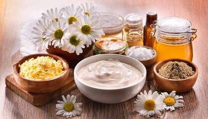 natural face mask ingredients with daisies
