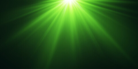 Shiny green light effect of rays and flash.