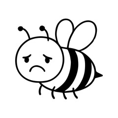 Obraz premium vector line icon sad bee on a white background Vector animal character emotion, including joy and sadness