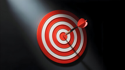 Red and white target with dart in bullseye symbolizing accuracy and achievement ideal for business and marketing concepts