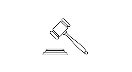 Minimalist illustration of a gavel symbolising justice law and legal proceedings