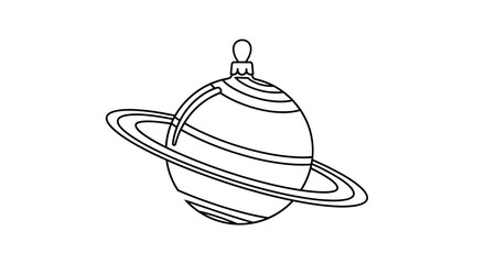 Creative line art of a Saturn-shaped Christmas ornament offers a unique holiday decoration