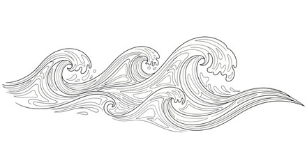 Fototapeta premium Elegant waves pattern in black and white illustration ocean waves artistic design vector format