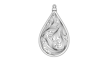 Elegant christmas ornament outline with intricate swirl details for coloring page design