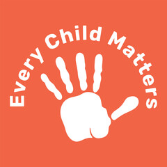 Background every child matters. White palm on orange banner 