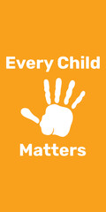 Background every child matters. White palm on orange banner 