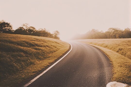 Winding road stretches into golden sunset &mdash; peaceful, nostalgic & full of journey vibes. Perfect for travel, freedom or serene moments. 🛣️☀️ #RoadTripVibes #GoldenHour