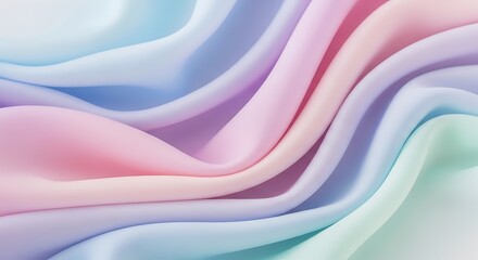 Soft Pastel Waves of Fabric Creating a Gentle Rainbow Gradient Background