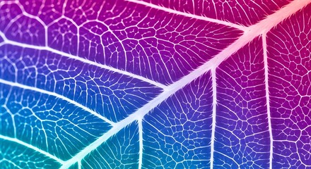 Intricate Veins of a Leaf Illuminated by a Spectrum of Vibrant Colors Macro Photography