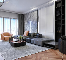 3d render of modern living room