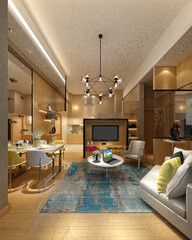 3d render of modern living room