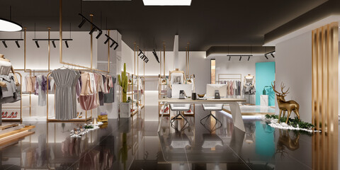 360 degree view fashion shop, cloth store