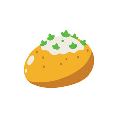 Fresh potato with green sprouts flat design vector illustration